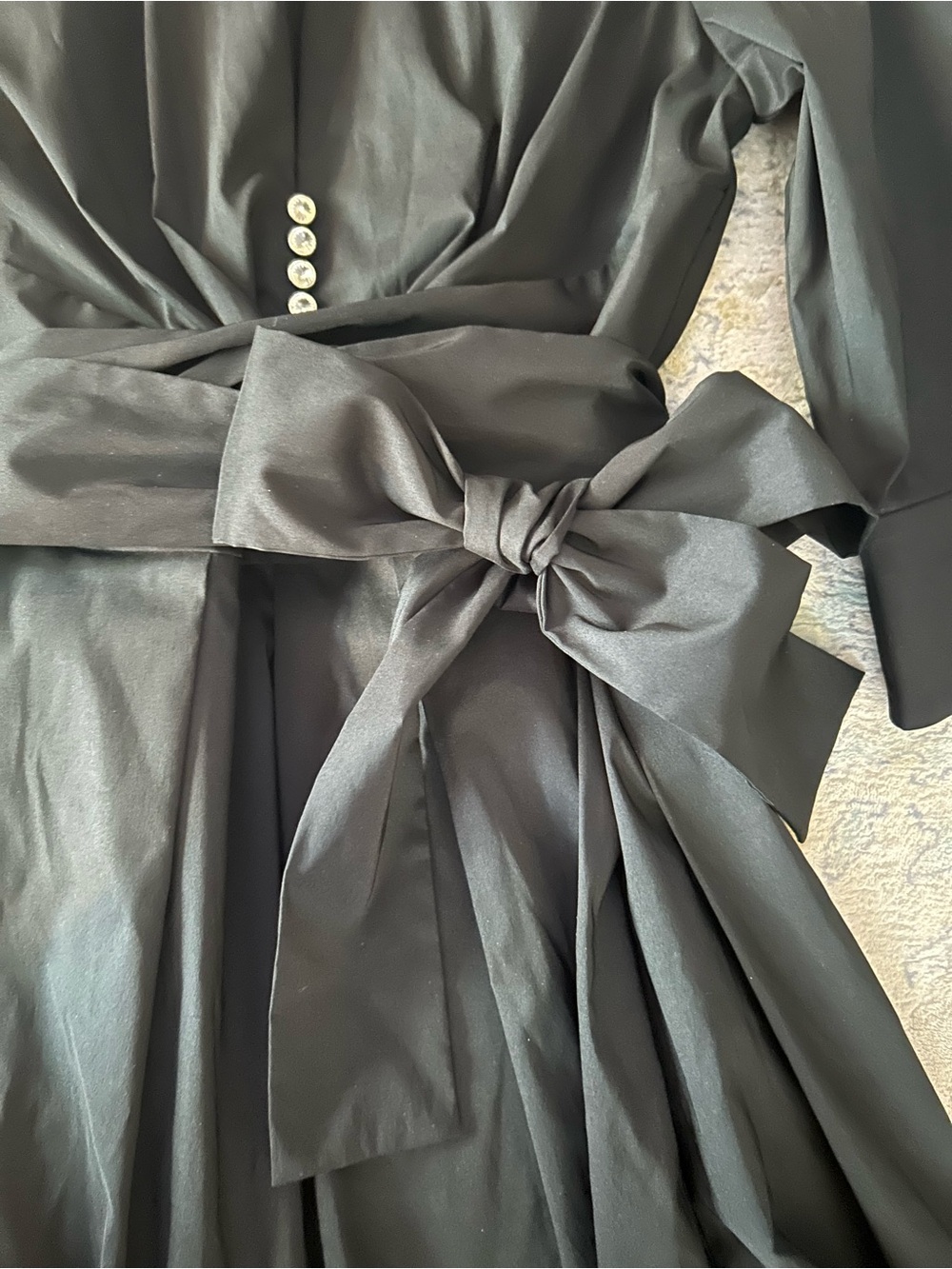 Donna Ricco Macy’s Black Midi Shirt Dress with Bow Waist - Picture 5 of 8
